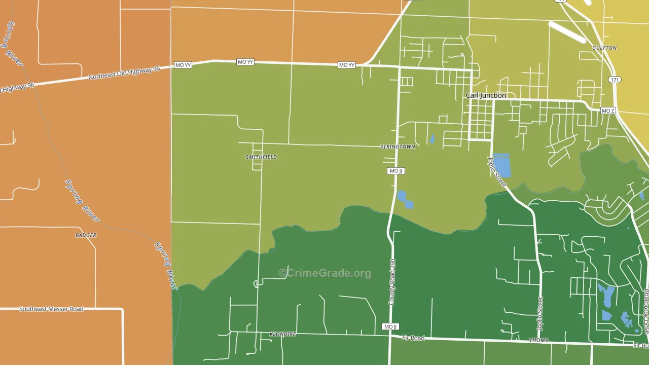 Smithfield, MO Map of Robbery Rates