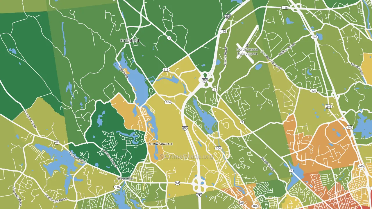 Smithfield, RI Map of Robbery Rates
