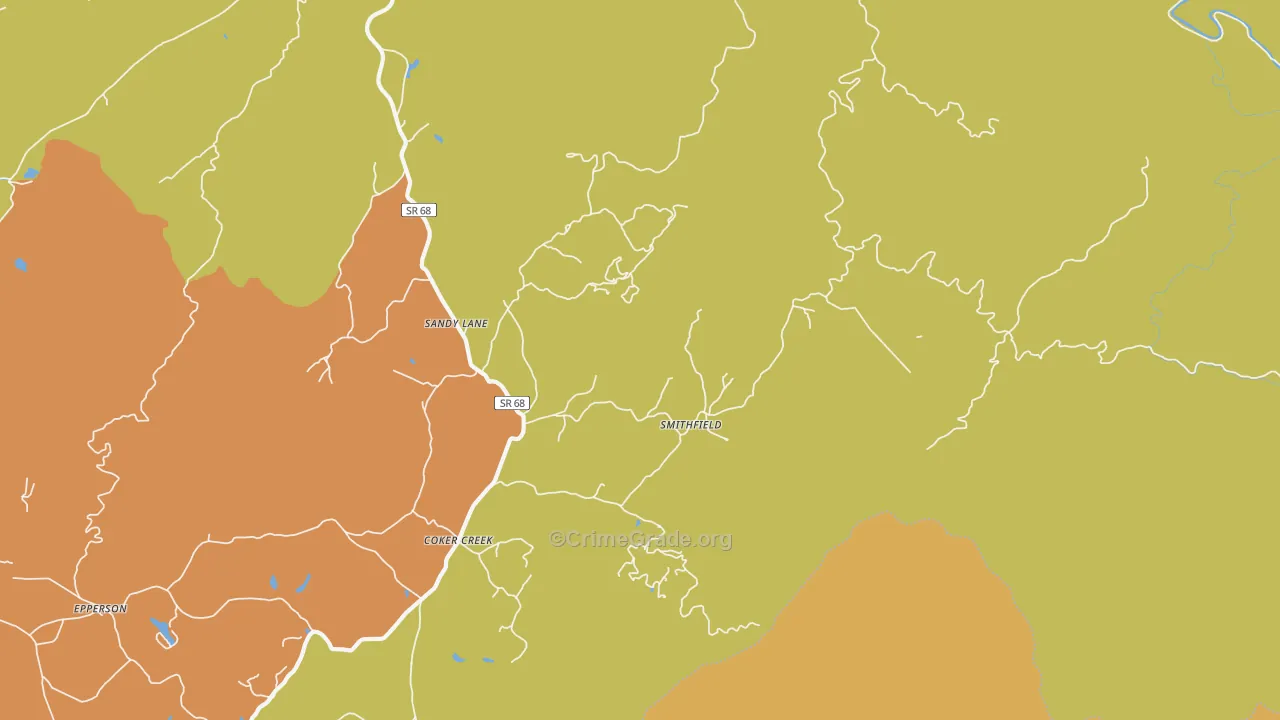 Smithfield, TN Map of Robbery Rates