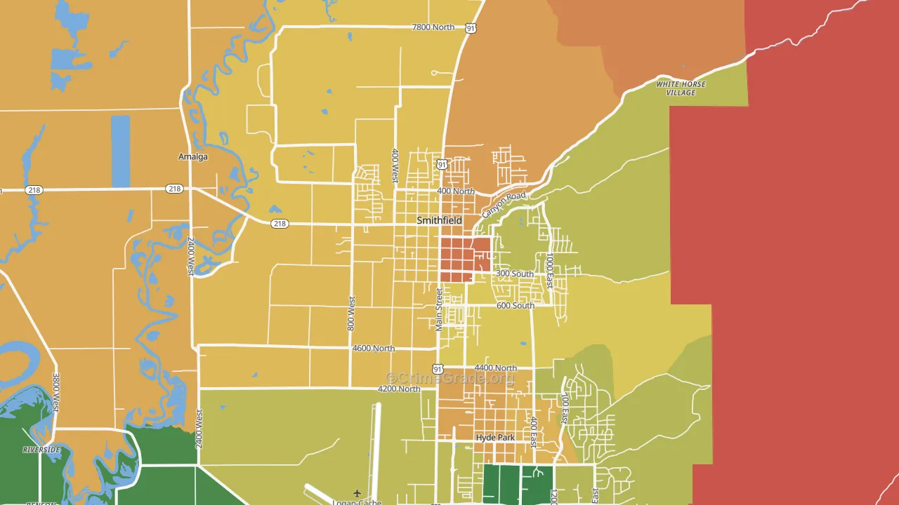 Smithfield, UT Map of Robbery Rates