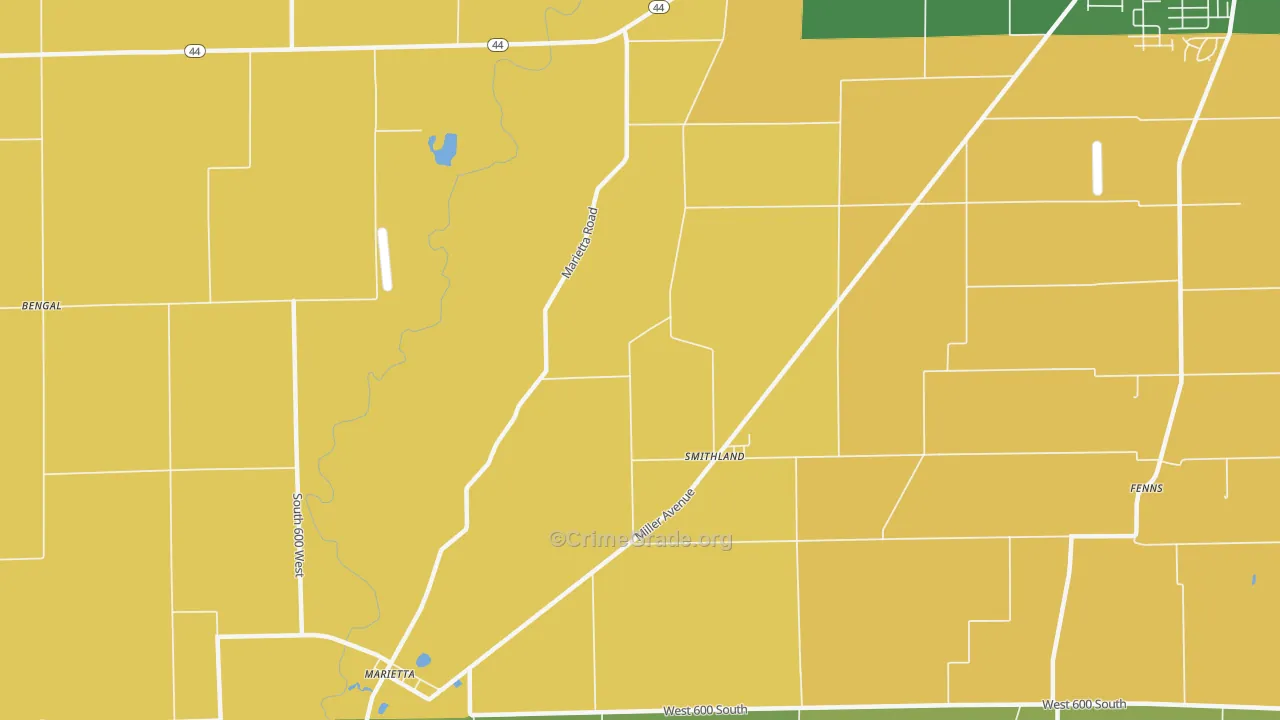 Smithland, IN Map of Robbery Rates