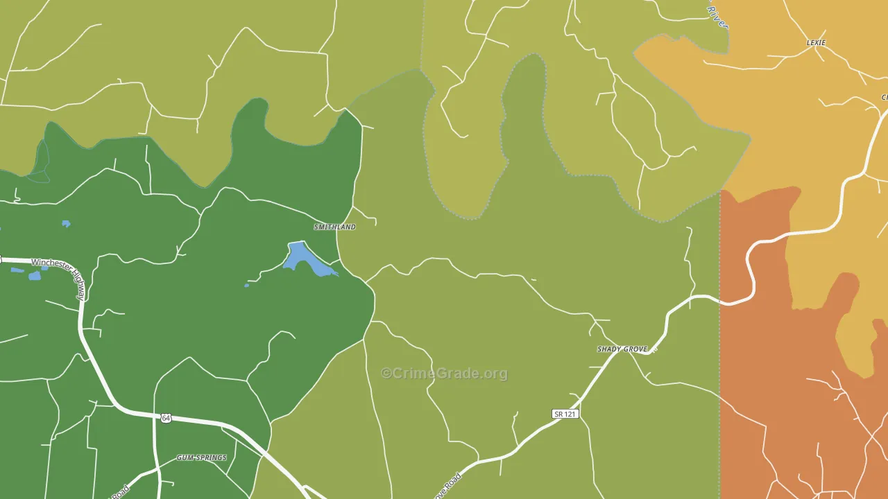 Smithland, TN Map of Robbery Rates
