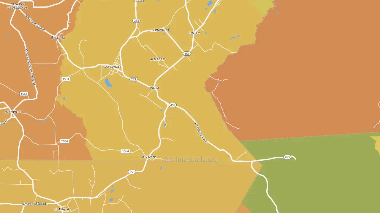 Smithmill, PA Map of Robbery Rates