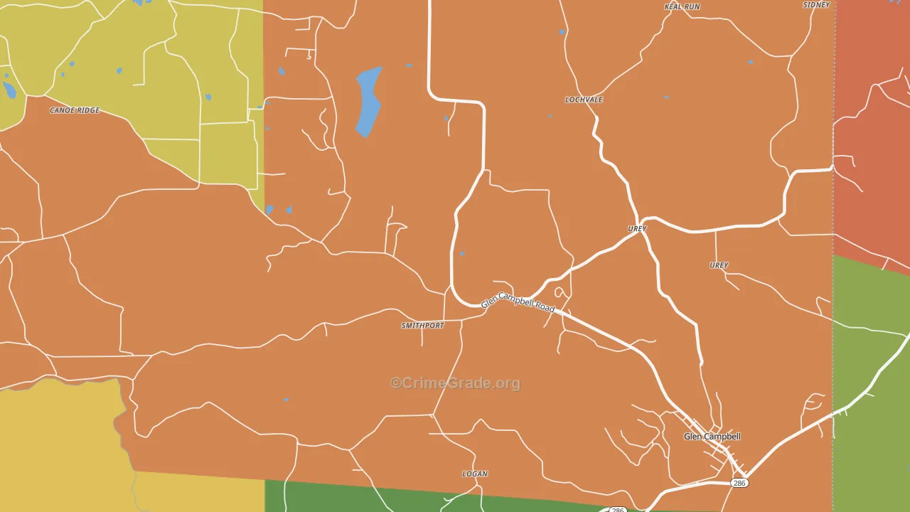 Smithport, PA Map of Robbery Rates