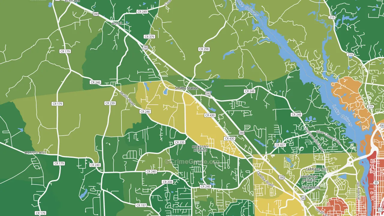 Smiths, AL Map of Robbery Rates