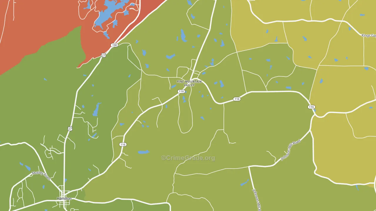 Smiths Crossroads, GA Map of Robbery Rates