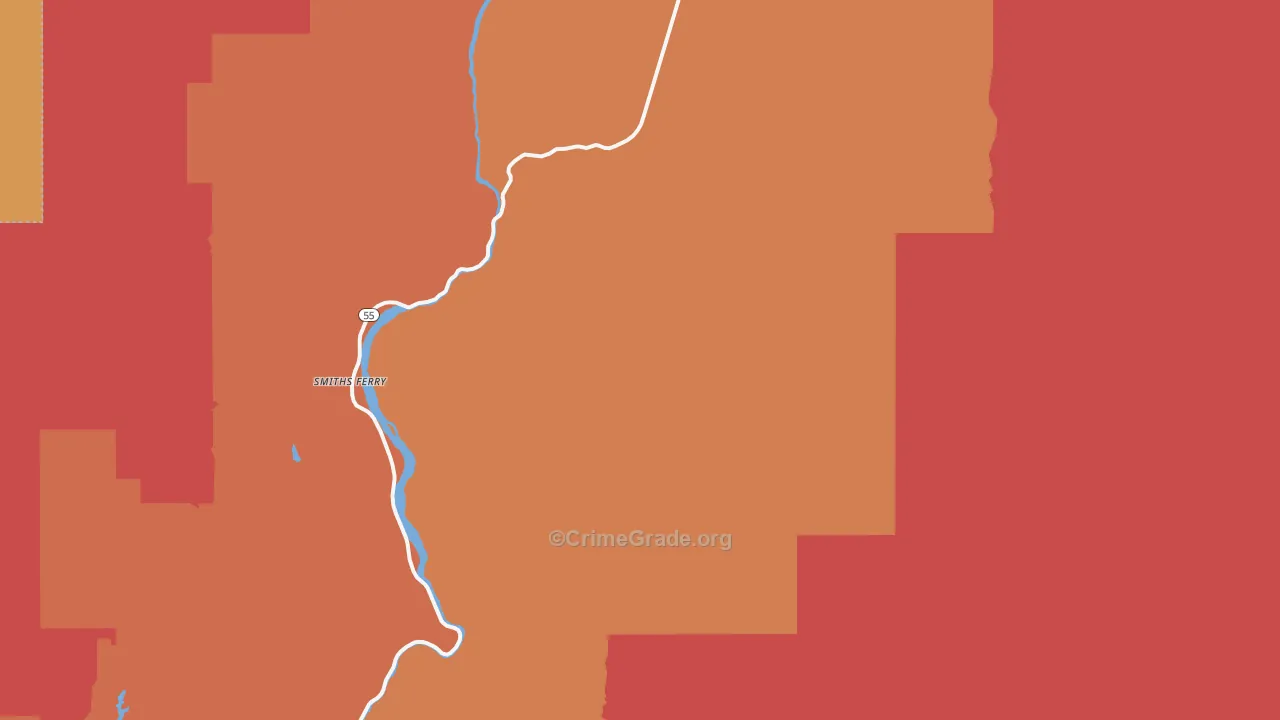 Smiths Ferry, ID Map of Robbery Rates