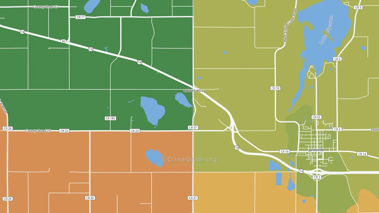 Smiths Mill, MN Map of Robbery Rates