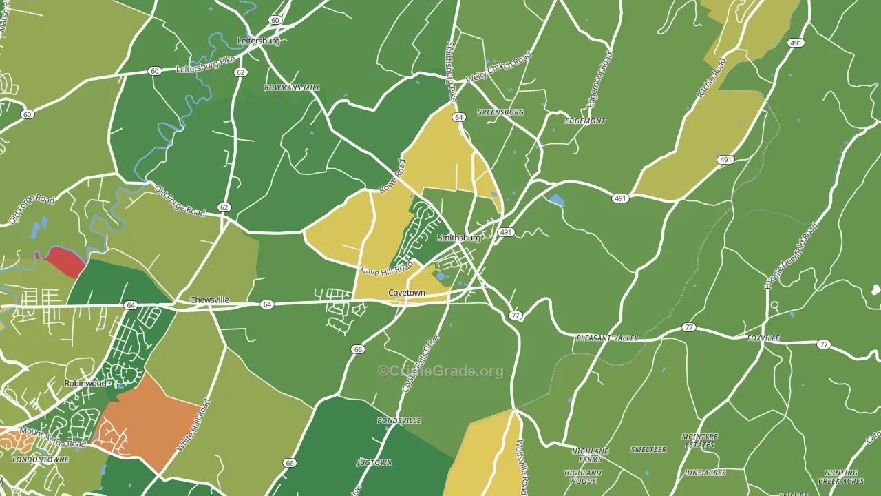 Smithsburg, MD Map of Robbery Rates