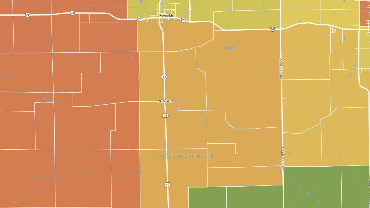 Smithson, IN Map of Robbery Rates