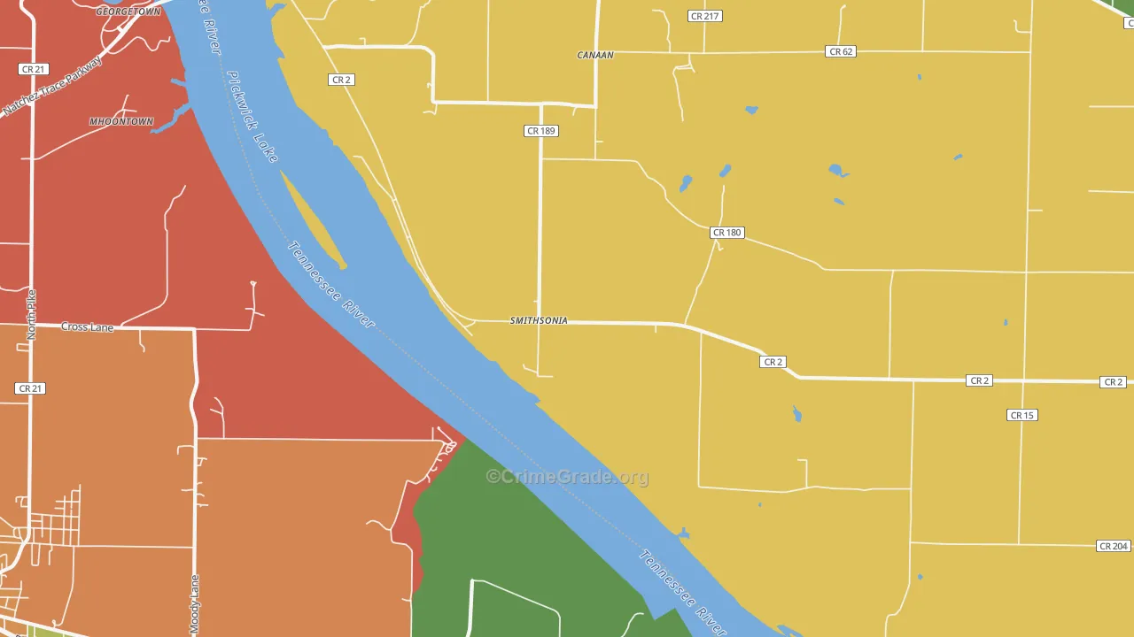 Smithsonia, AL Map of Robbery Rates