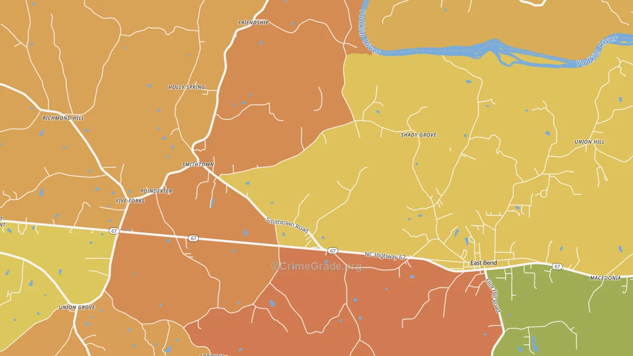 Smithtown, NC Map of Robbery Rates