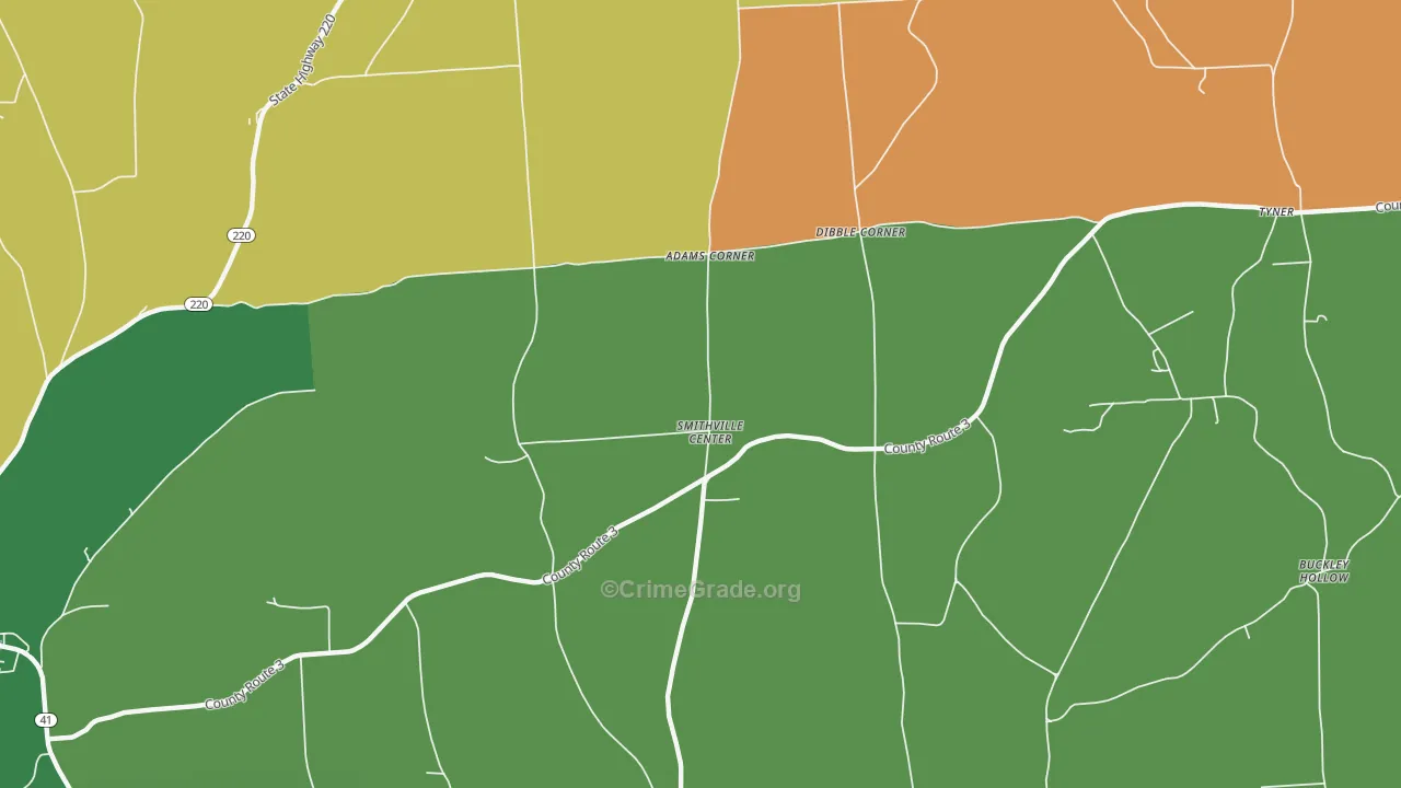 Smithville Center, NY Map of Robbery Rates