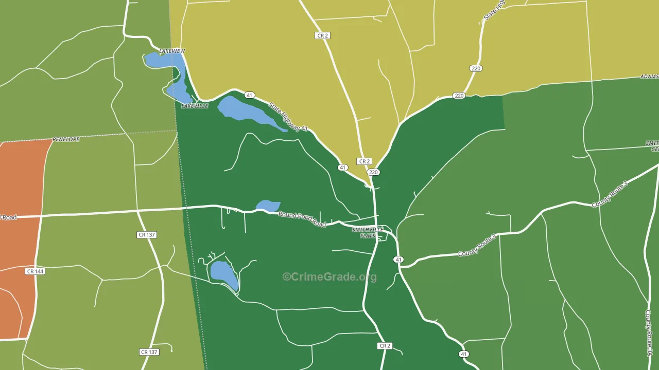Smithville Flats, NY Map of Robbery Rates
