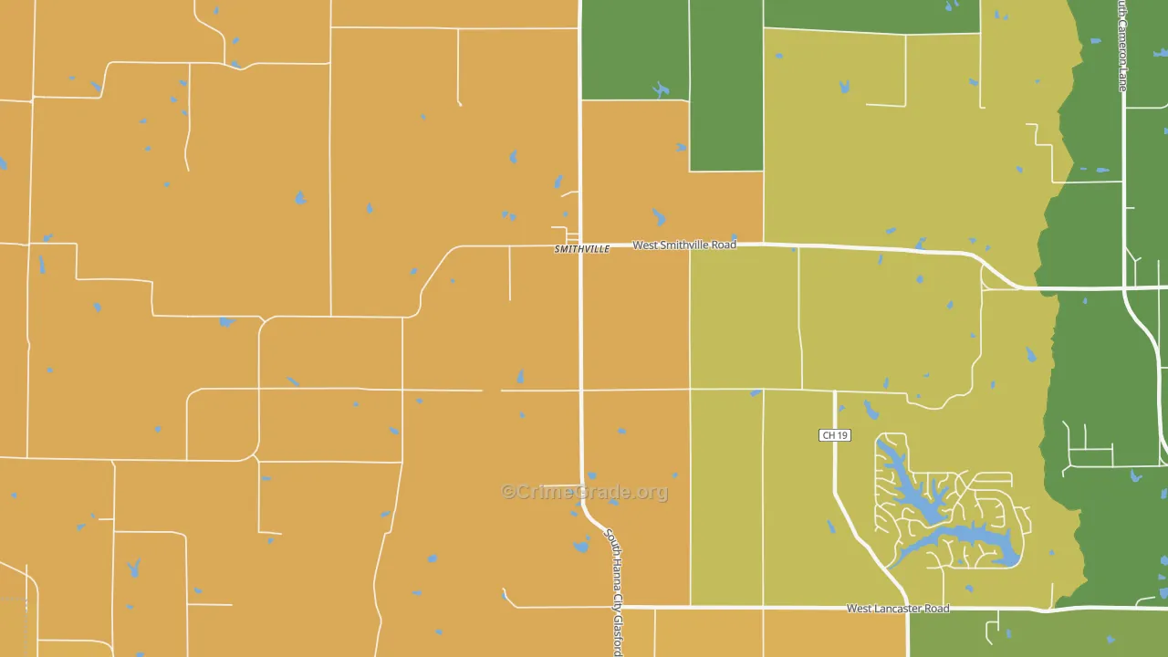 Smithville, IL Map of Robbery Rates
