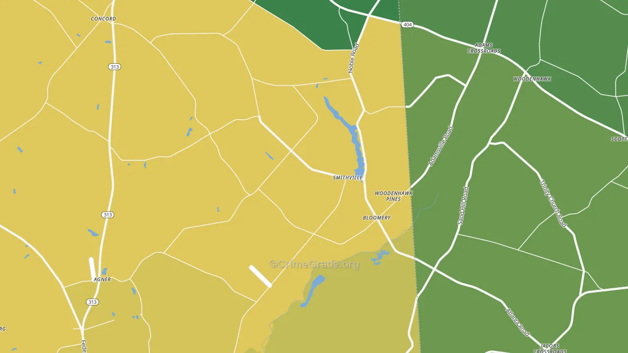 Smithville, MD Map of Robbery Rates