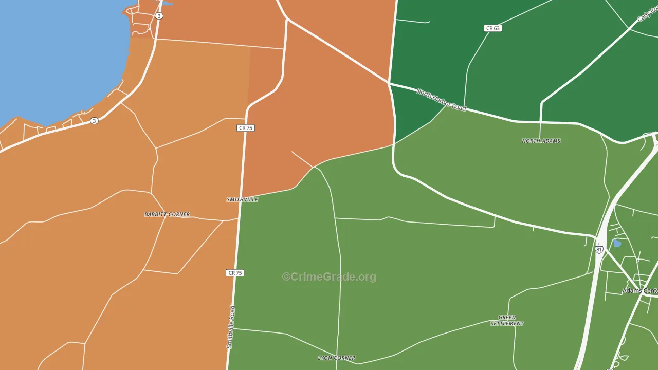 Smithville, NY Map of Robbery Rates