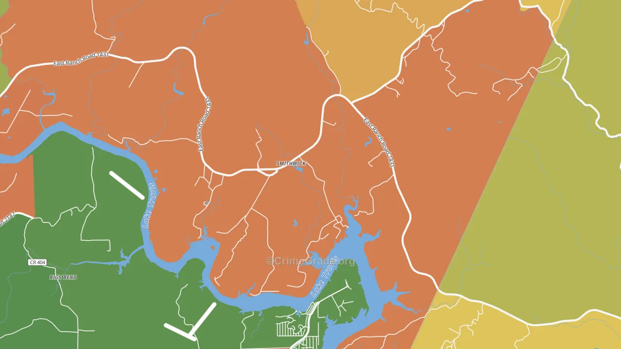 Smithwick, TX Map of Robbery Rates