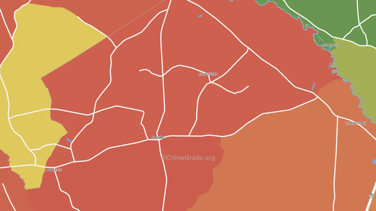 Smoaks, SC Map of Robbery Rates