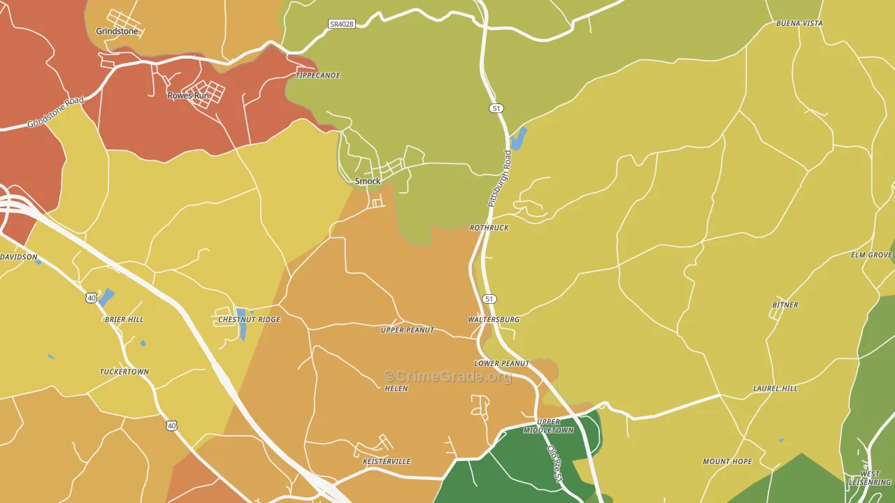 Smock, PA Map of Robbery Rates