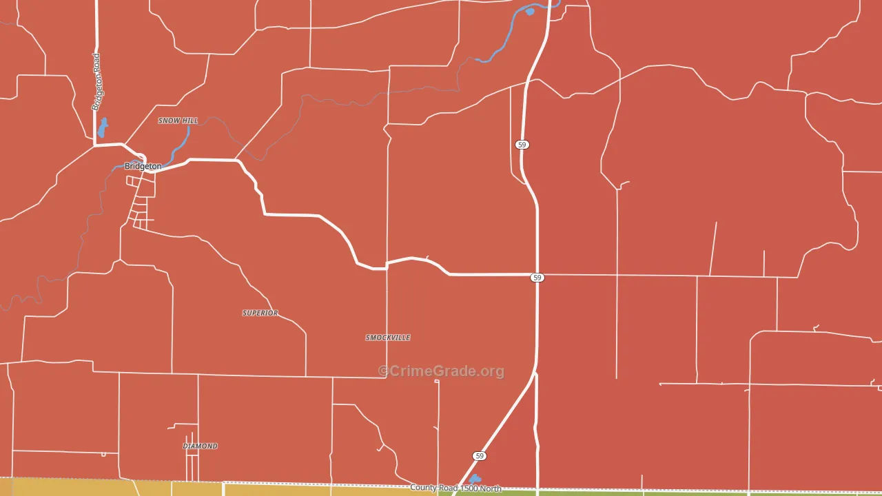 Smockville, IN Map of Robbery Rates