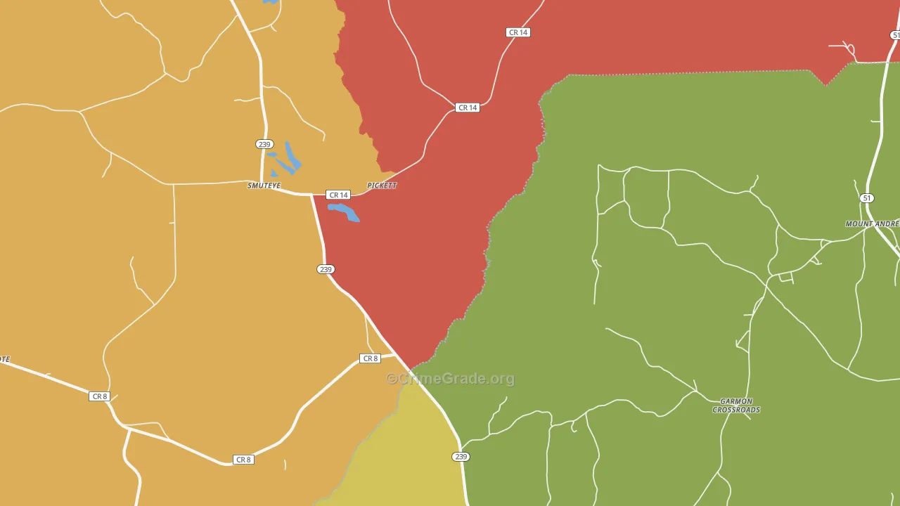 Smuteye, AL Map of Robbery Rates