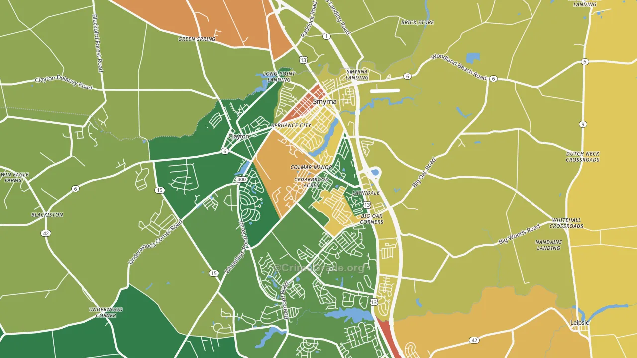 Smyrna, DE Map of Robbery Rates