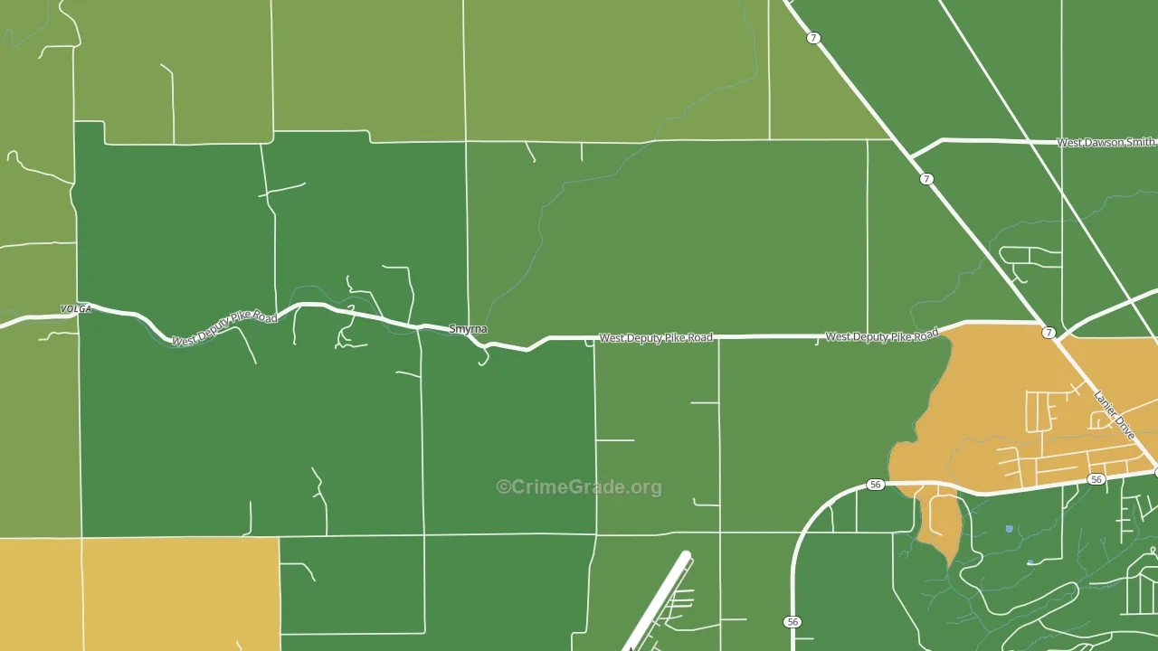 Smyrna, IN Map of Robbery Rates