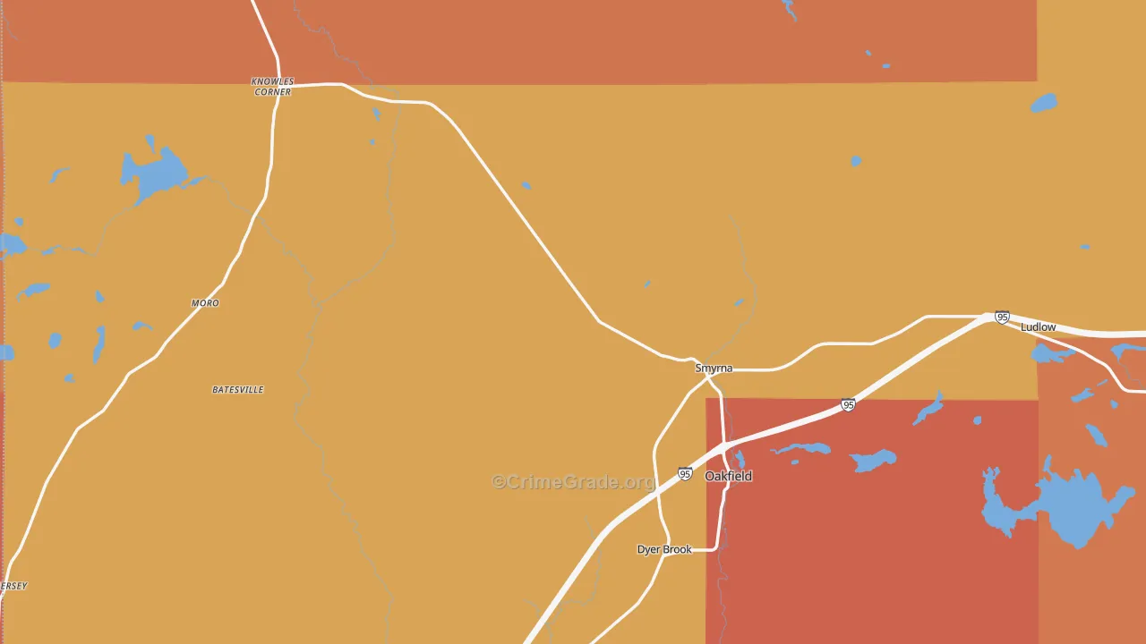 Smyrna Mills, ME Map of Robbery Rates