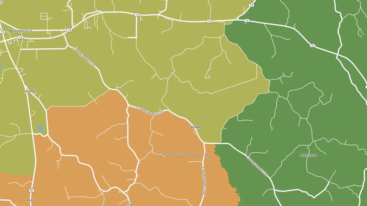 Smyrna, MS Map of Robbery Rates