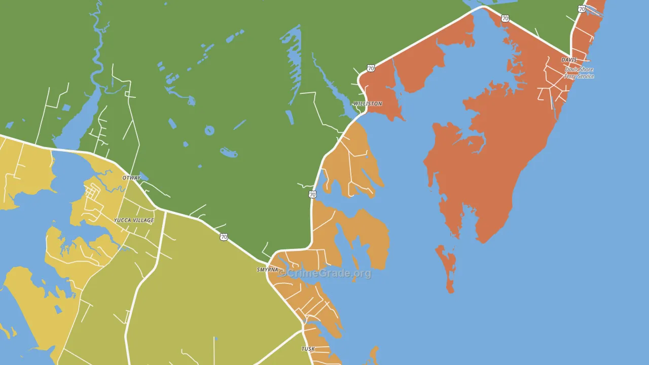 Smyrna, NC Map of Robbery Rates