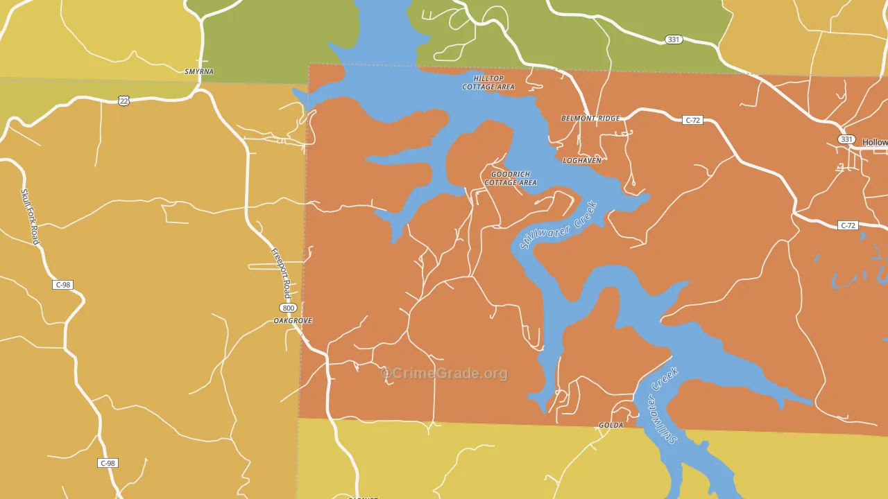 Smyrna, OH Map of Robbery Rates