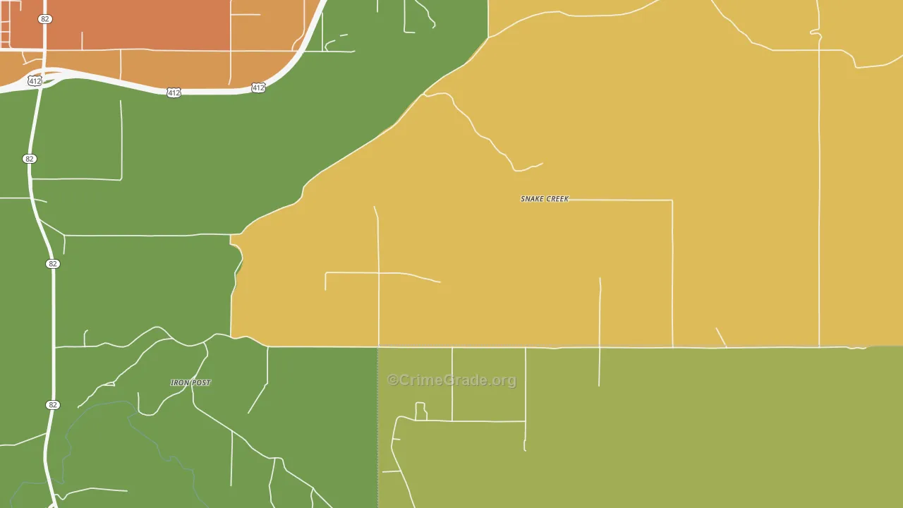 Snake Creek, OK Map of Robbery Rates