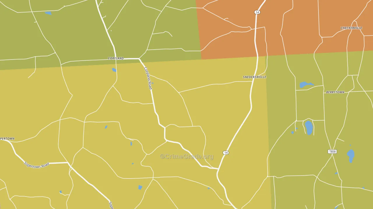 Snedekerville, PA Map of Robbery Rates