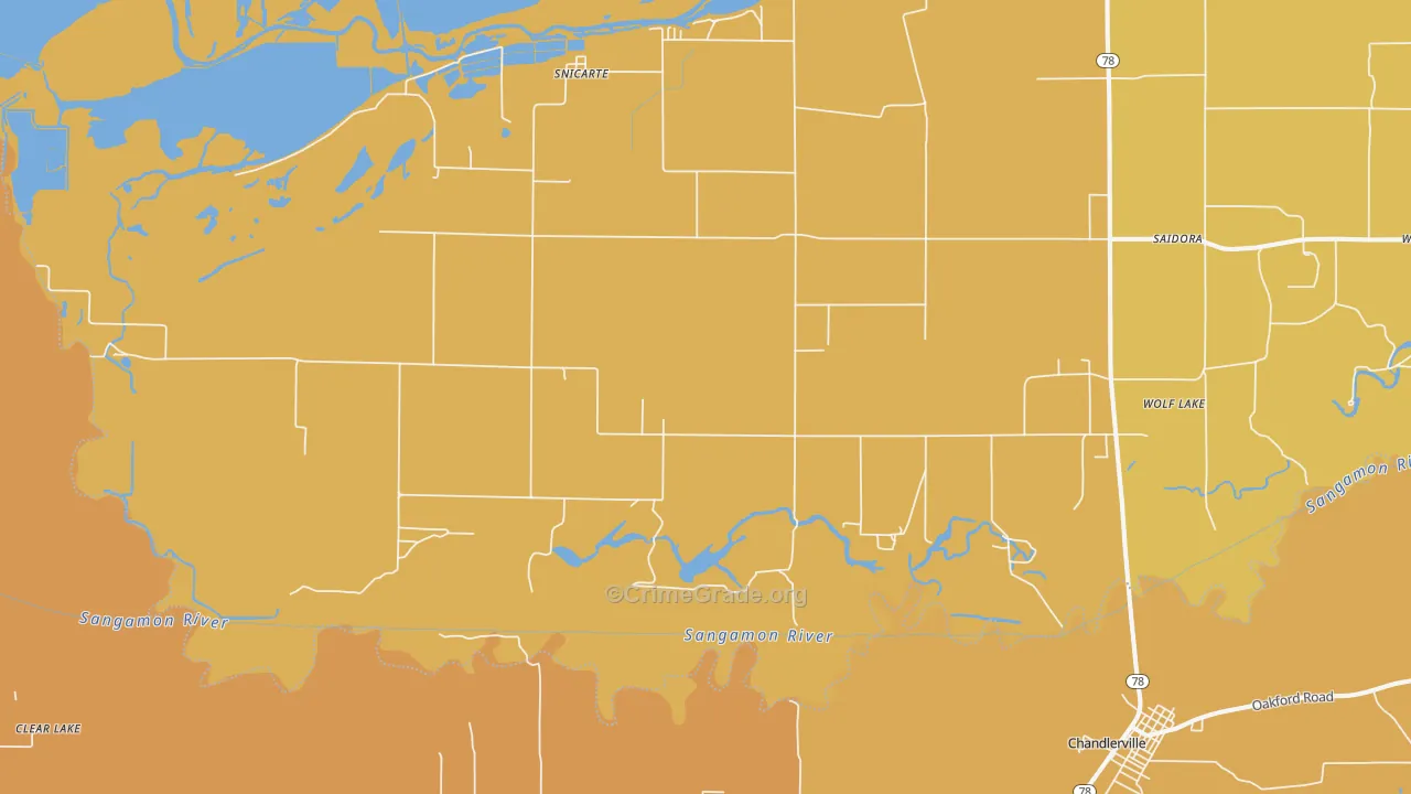 Snicarte, IL Map of Robbery Rates