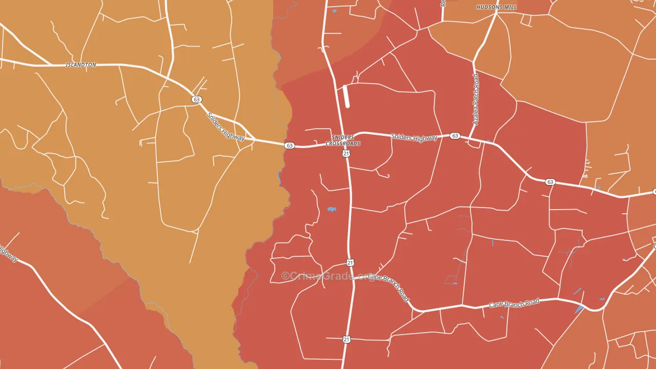 Sniders Crossroads, SC Map of Robbery Rates