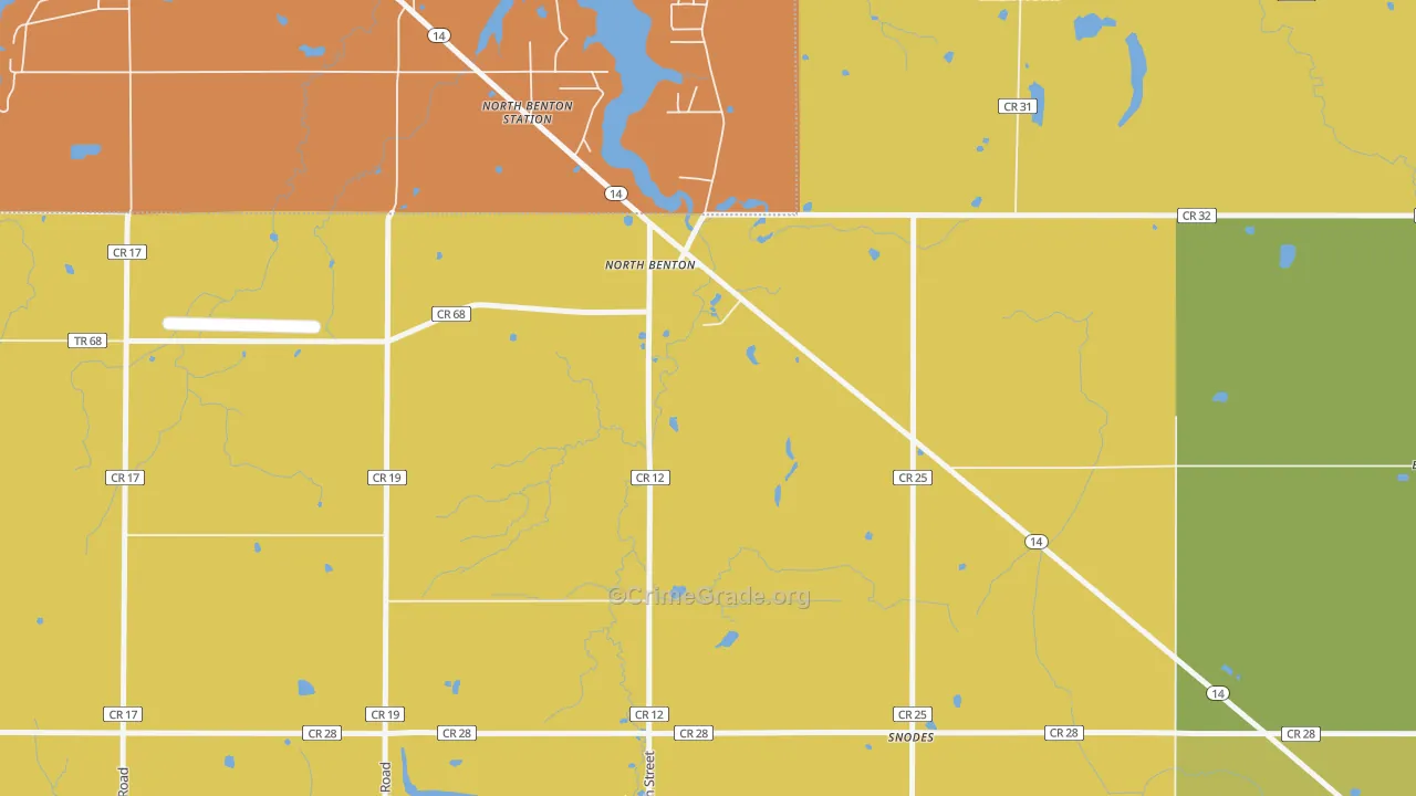 Snodes, OH Map of Robbery Rates