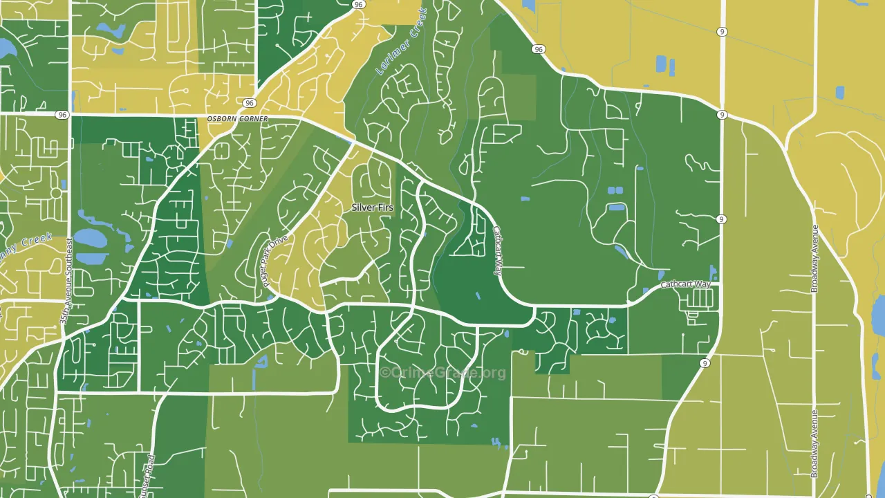 Snohomish Cascade, Silver Firs, WA Map of Robbery Rates