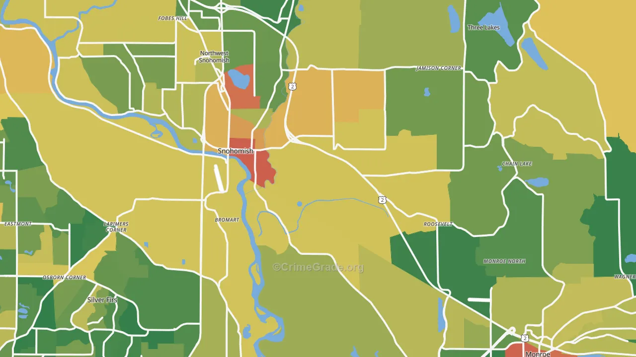 Snohomish, WA Map of Robbery Rates