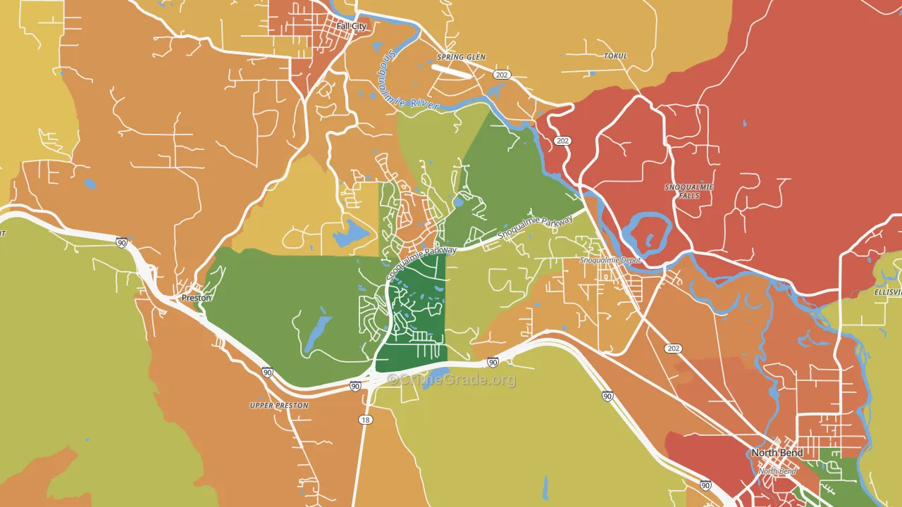 Snoqualmie, WA Map of Robbery Rates