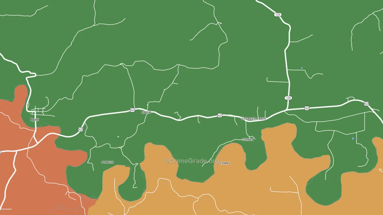 Snow, AR Map of Robbery Rates