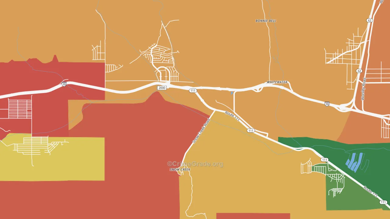 Snow Creek, CA Map of Robbery Rates