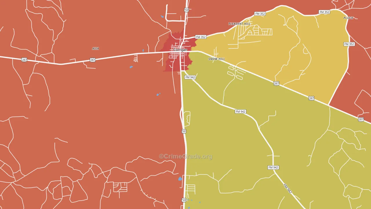 Snow Hill, TX Map of Robbery Rates