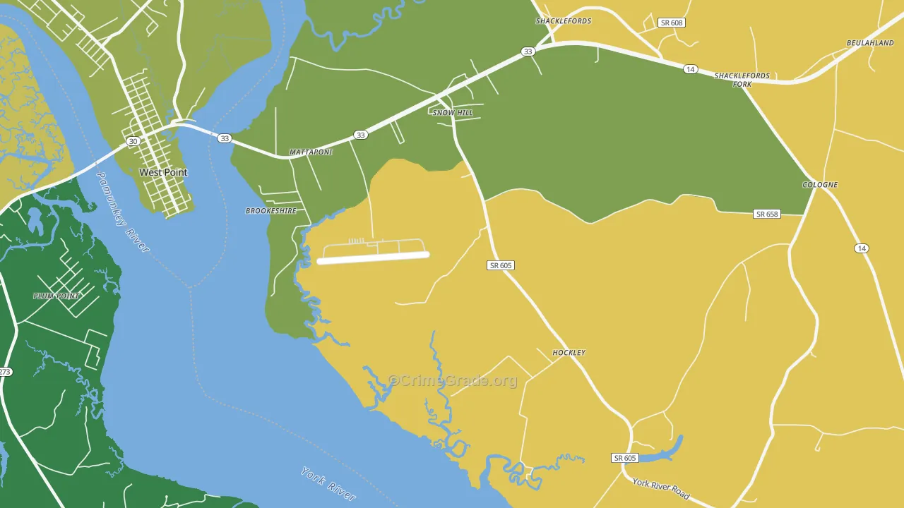 Snow Hill, VA Map of Robbery Rates