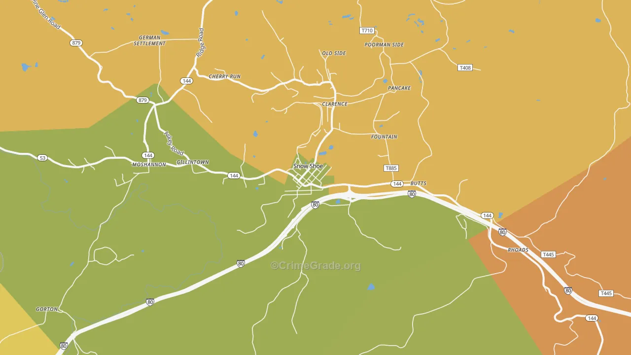 Snow Shoe, PA Map of Robbery Rates