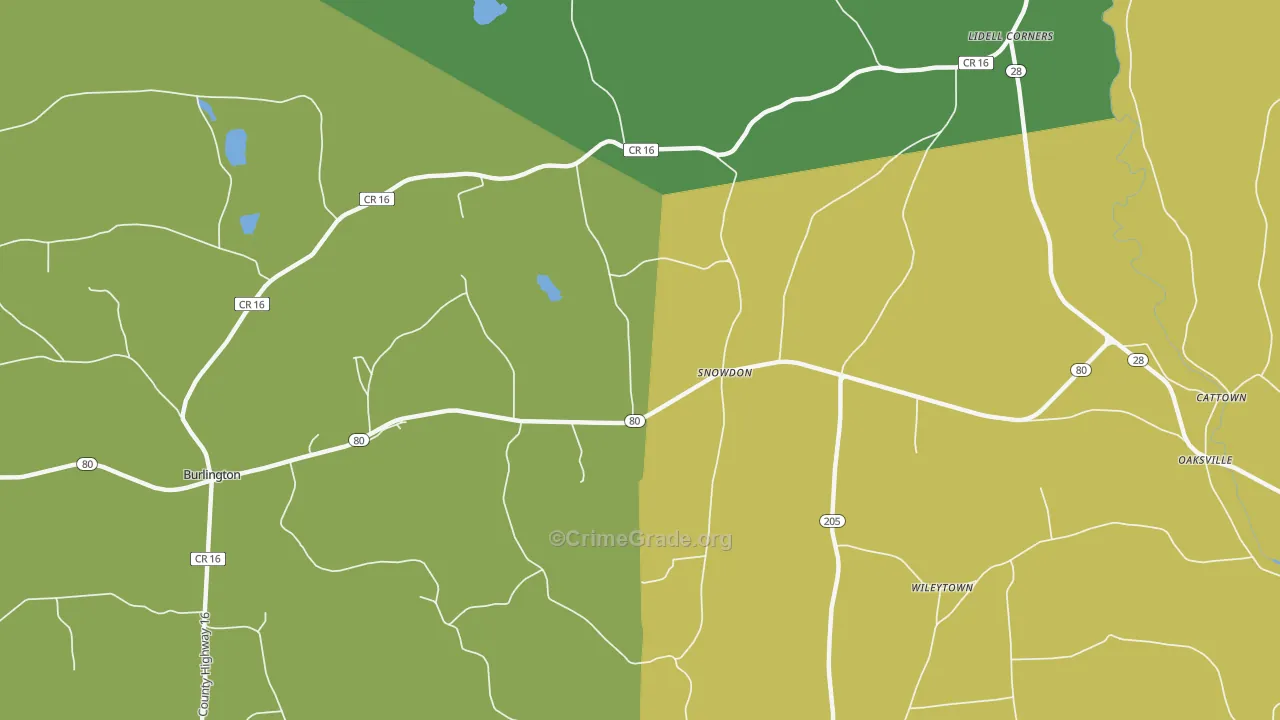 Snowdon, NY Map of Robbery Rates