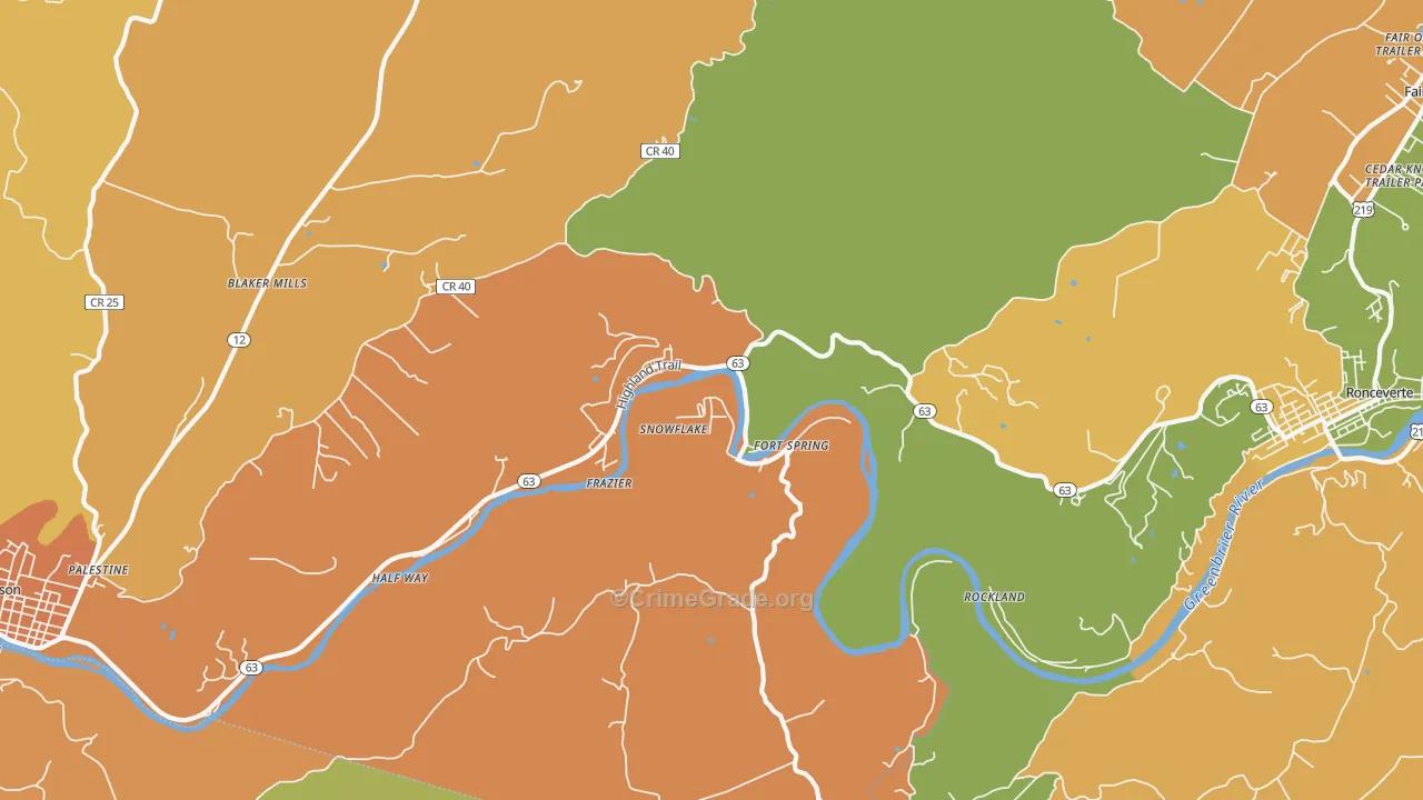 Snowflake, WV Map of Robbery Rates