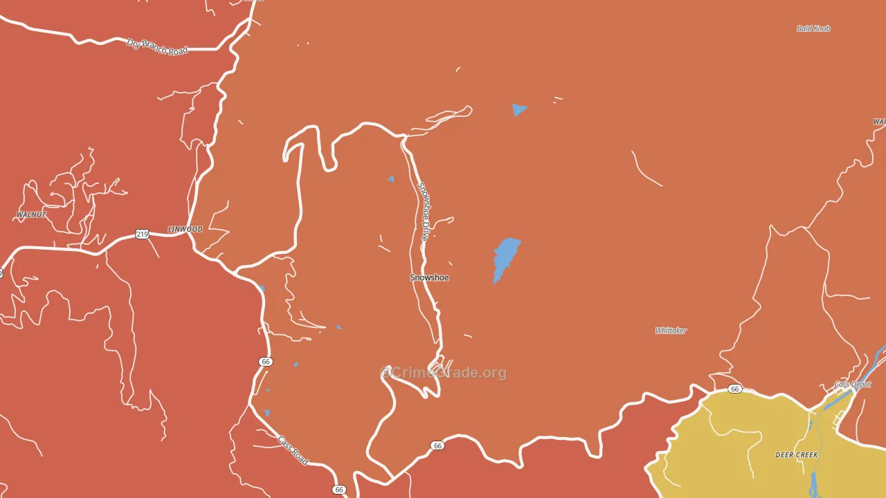 Snowshoe, WV Map of Robbery Rates