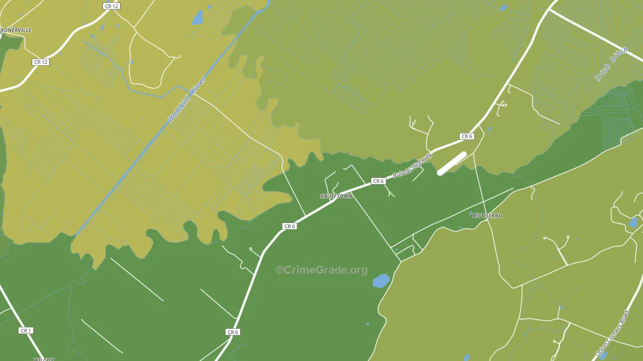 Snufftown, NY Map of Robbery Rates