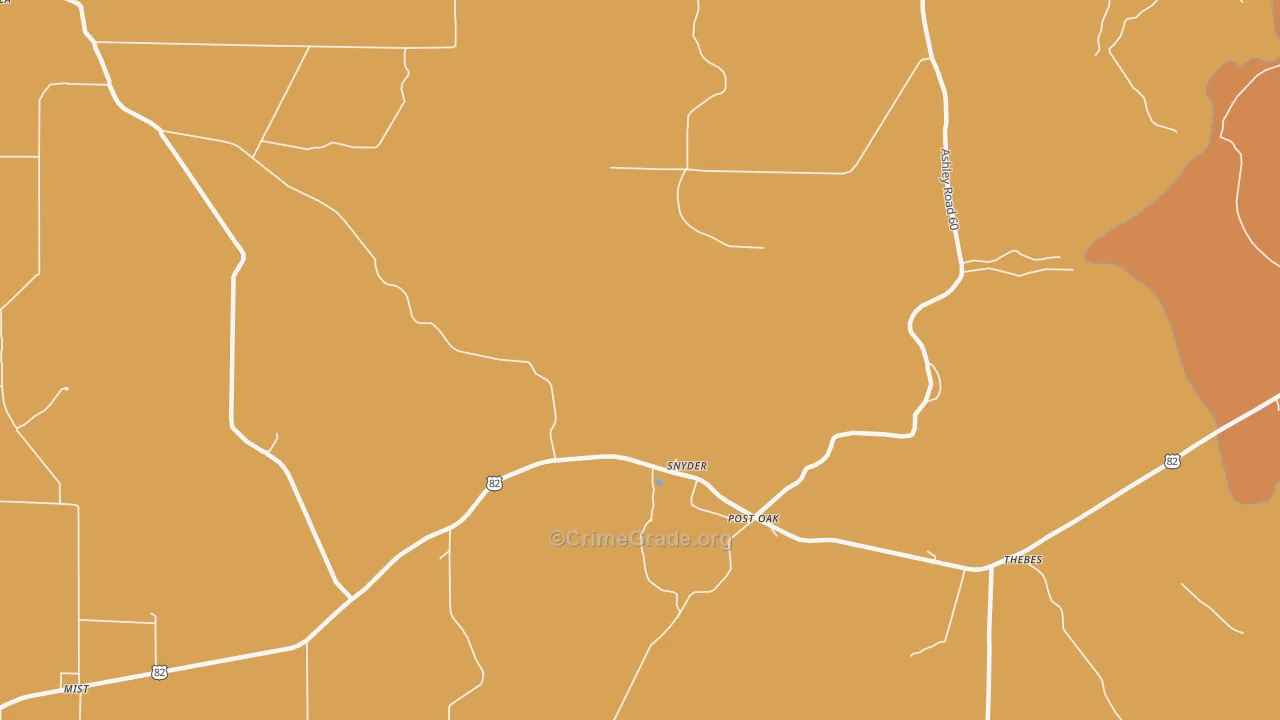 Snyder, AR Map of Robbery Rates